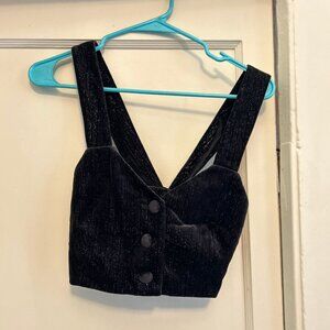 Zara Black Cropped Button Front Vest